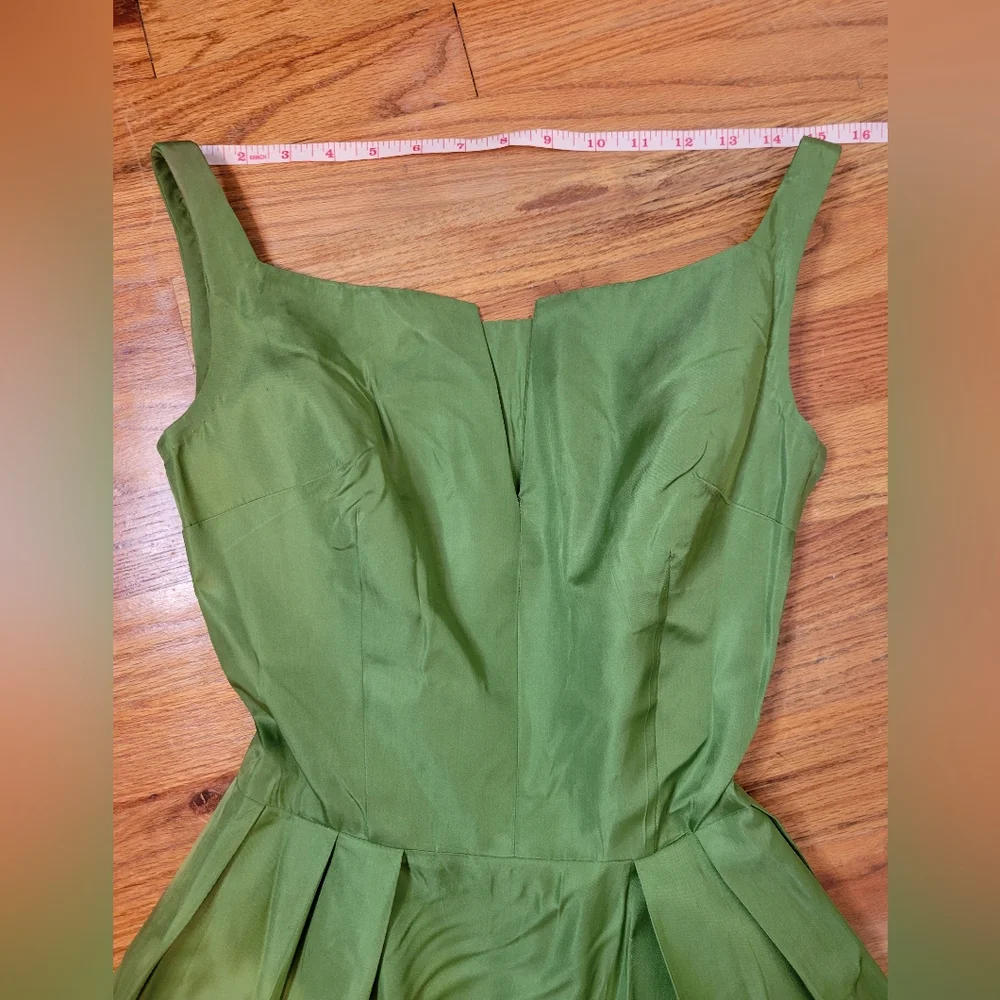 Vintage 1950s Green Evening Gown Womens Formal Full Length Dress - Picture 12 of 16